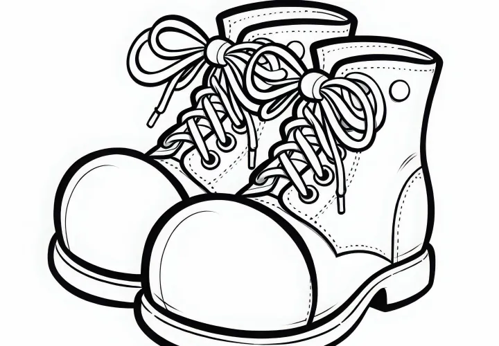 Große Schuhe eines Clowns Malvorlage einfach kostenlos