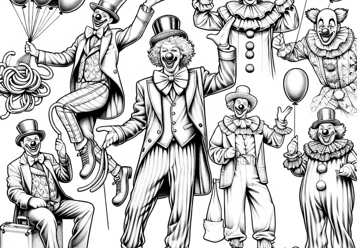 Clowns Malvorlage Detailreich Kostenlos