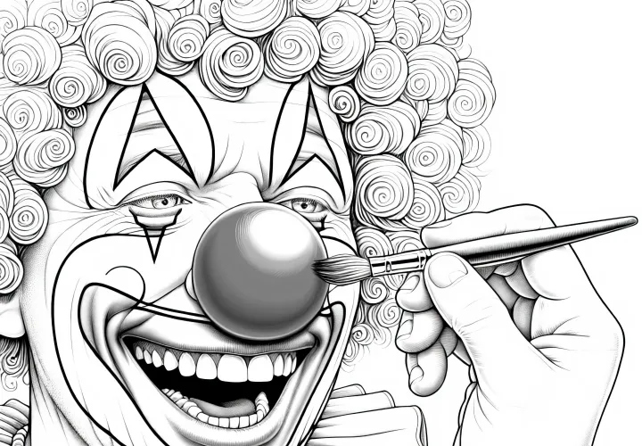 Kostenloses Detailreiches Ausmalbild eines Clowns