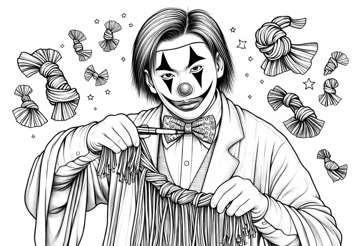 Clown zaubert Malvorlage detailreich kostenlos Clown zaubert Malvorlage detailreich kostenlos