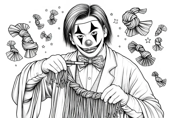Clown zaubert Malvorlage detailreich kostenlos
