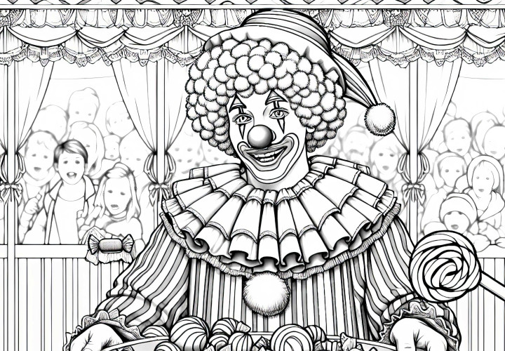 Clown verteilt Bonbons Ausmalbild kostenlos zum Download Clown verteilt Bonbons Ausmalbild kostenlos zum Download