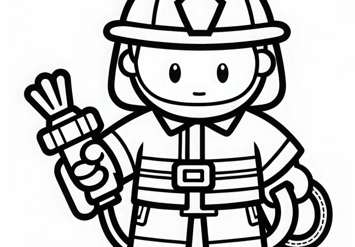 消防士の塗り絵 簡単 無料