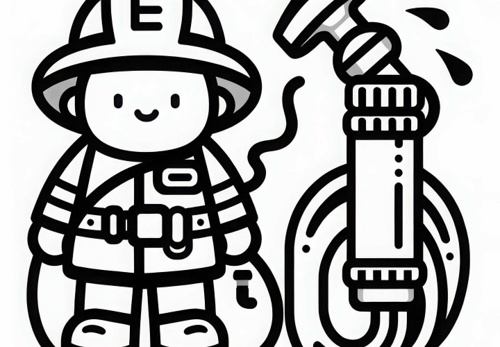 Wasserschlauch einer Feuerwehr – Ausmalbild einfach gratis Wasserschlauch einer Feuerwehr – Ausmalbild einfach gratis