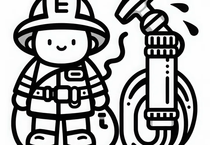 消防のホース - 簡単な塗り絵 無料