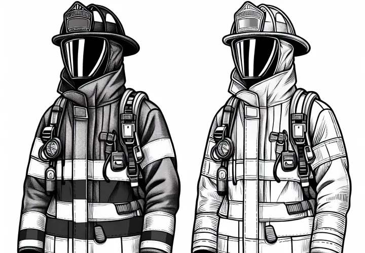 消防士用の防護服の塗り絵 - 詳細で無料