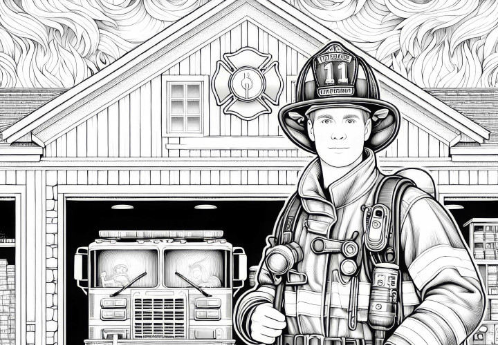 Feuerwehrzentrale mit Feuerwehrmann Malvorlage Detailreich Gratis Feuerwehrzentrale mit Feuerwehrmann Malvorlage Detailreich Gratis