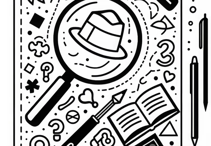 Lupe eines Detektivs – Ausmalbild einfach gratis