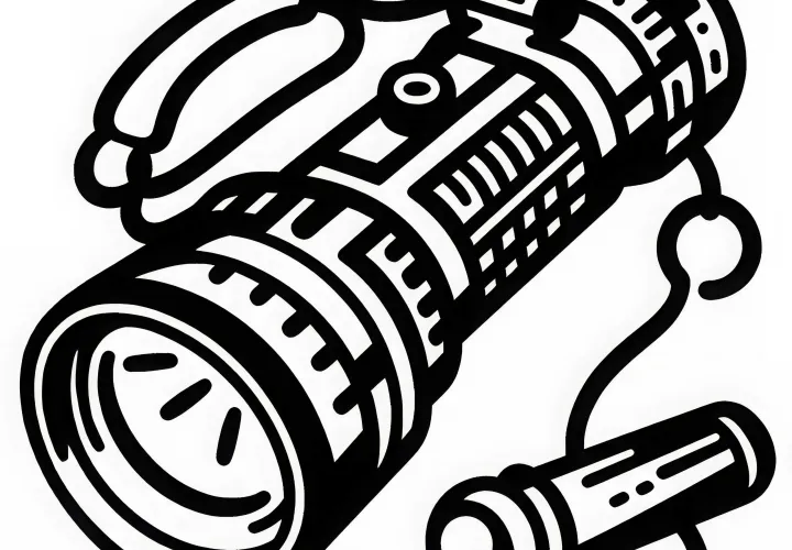Kostenlose Malvorlage für Detektive: Taschenlampe zum Ausmalen