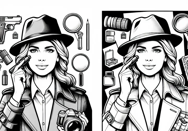 Detailreiche Malvorlage für Detektive zum Ausmalen