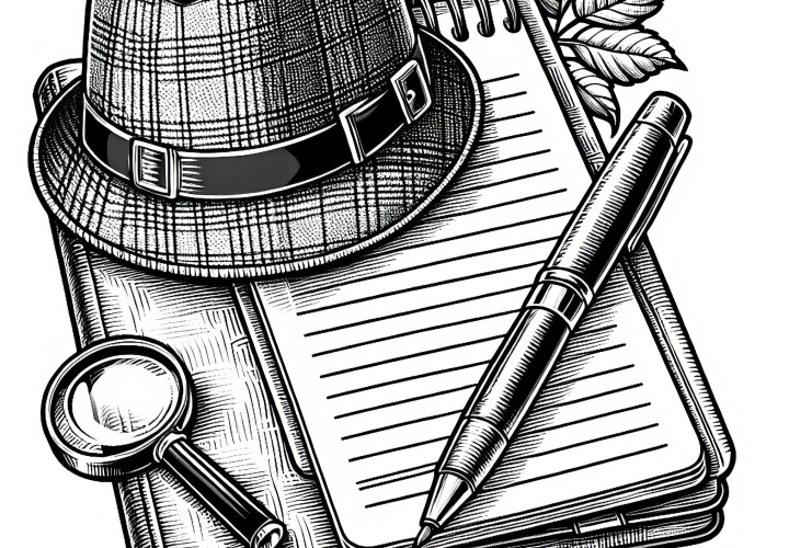 Notizblock und Stift eines Detektivs - Malvorlage Detailreich Kostenlos Notizblock und Stift eines Detektivs - Malvorlage Detailreich Kostenlos