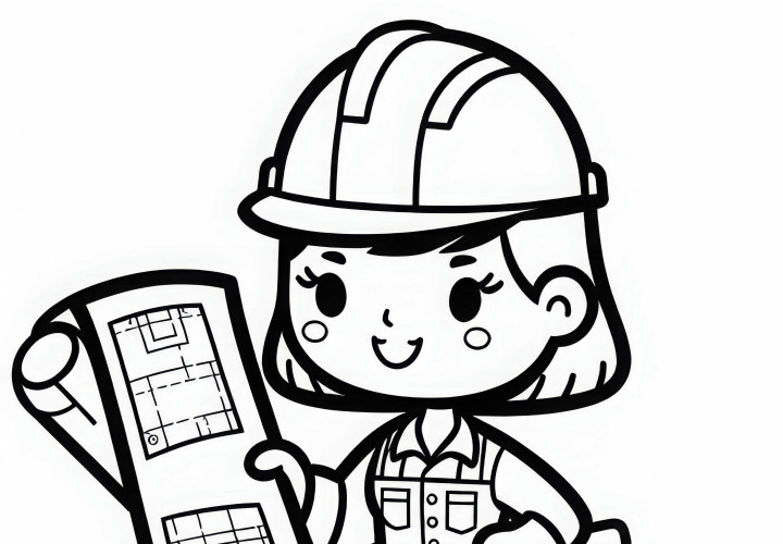 Coloring page: Construction worker – Simple and Free Coloring page: Construction Worker – Easy and Free