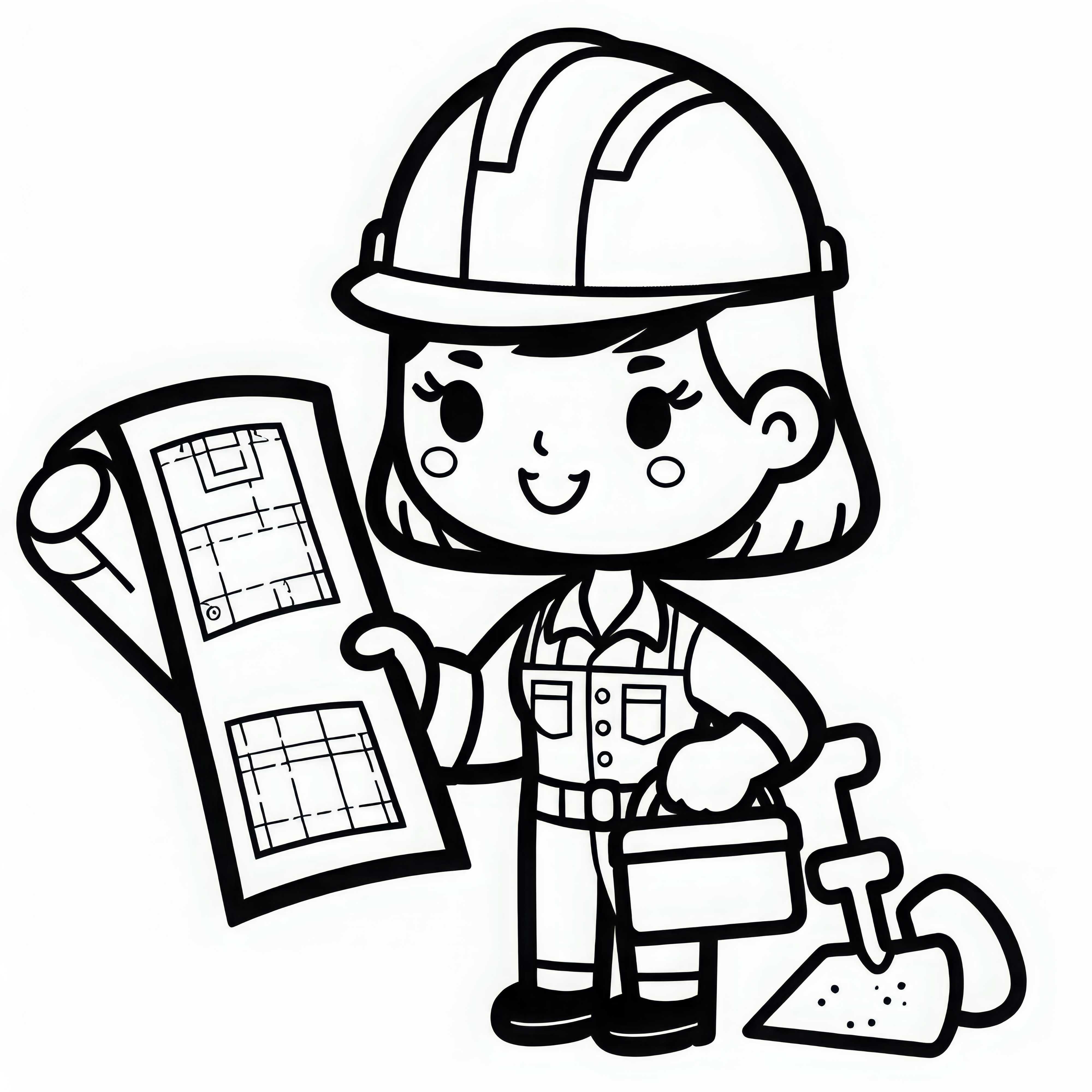Coloring page: Female construction worker – Simple and free