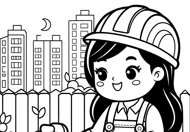 Construction Worker with Jackhammer - Coloring Template Simple Free Construction Worker with Jackhammer – Coloring Template Simple Free