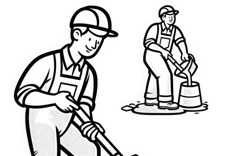 Construction worker with cement coloring page easy free