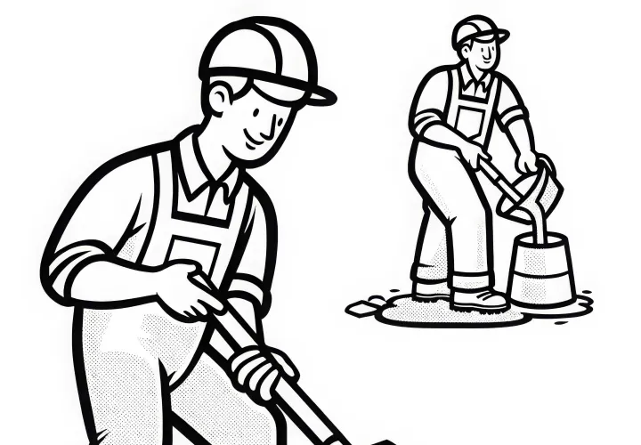 Bauarbeiter mit Zement Malvorlage einfach kostenlos