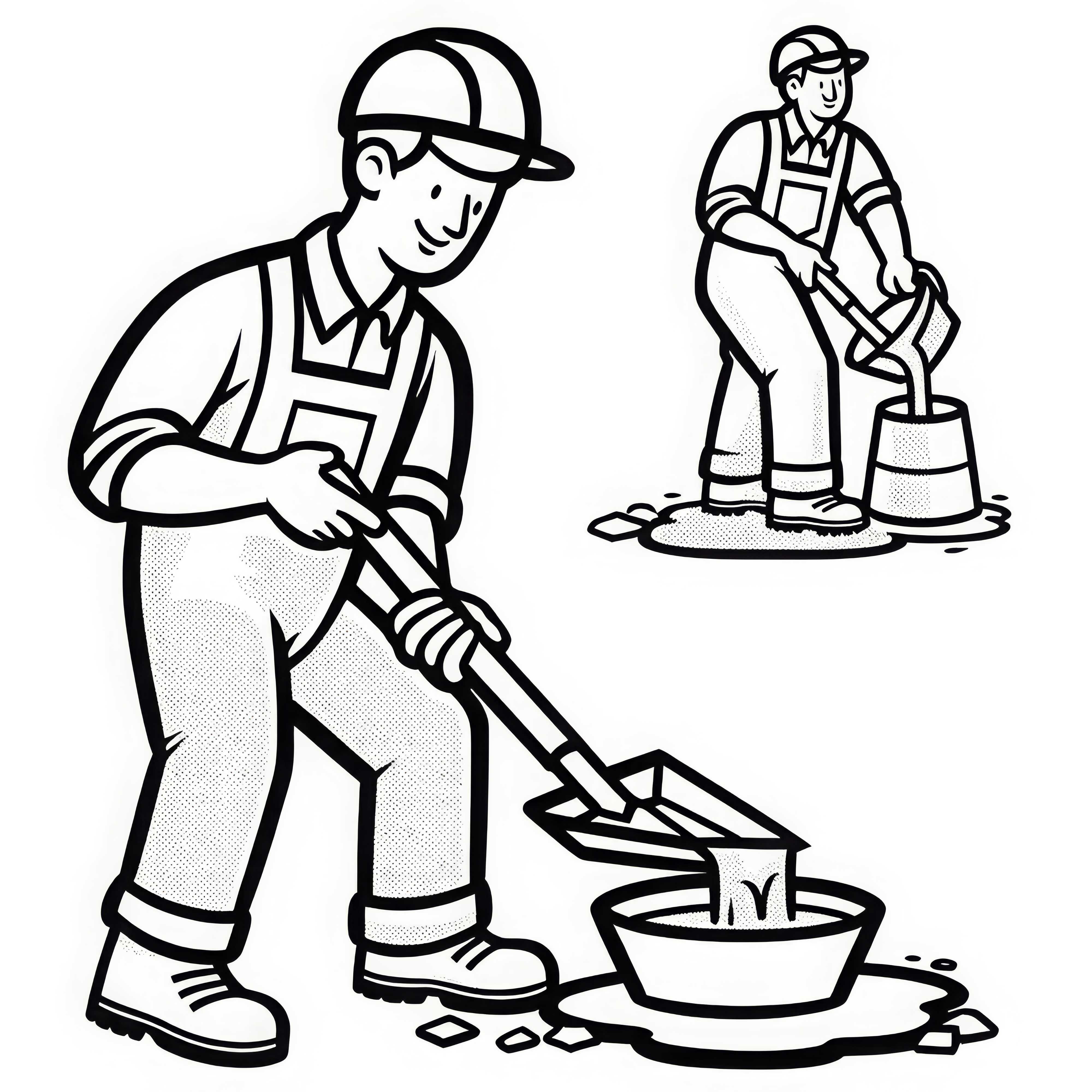 Construction worker with cement coloring page simple free