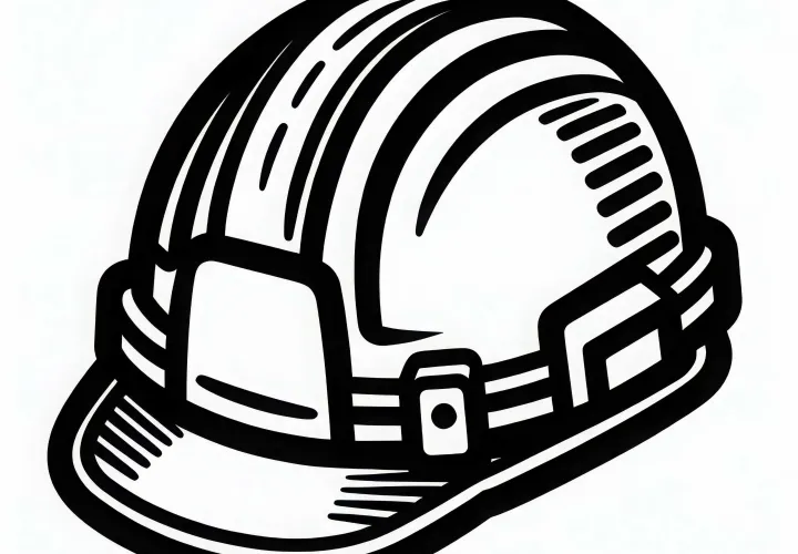 Bauhelm eines Bauarbeiters als Ausmalbild – Einfach und Kostenlos