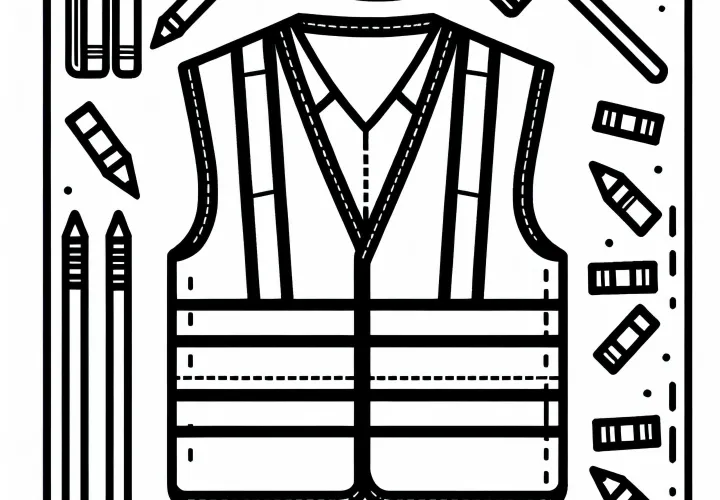 Ausmalbild einer Sicherheitsweste für Bauarbeiter – Einfach kostenlos downloaden