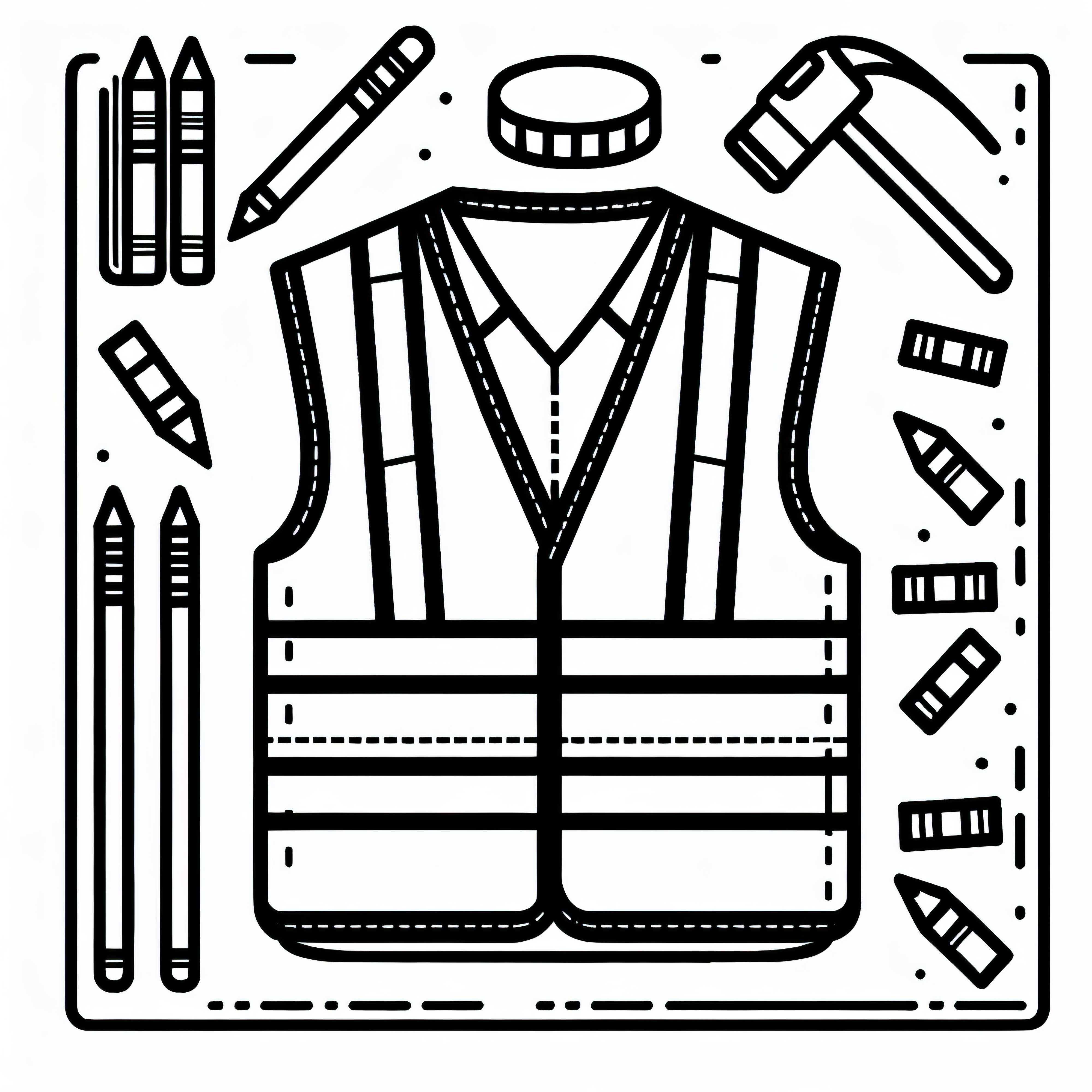 Coloring page of a safety vest for construction workers – Simply download for free