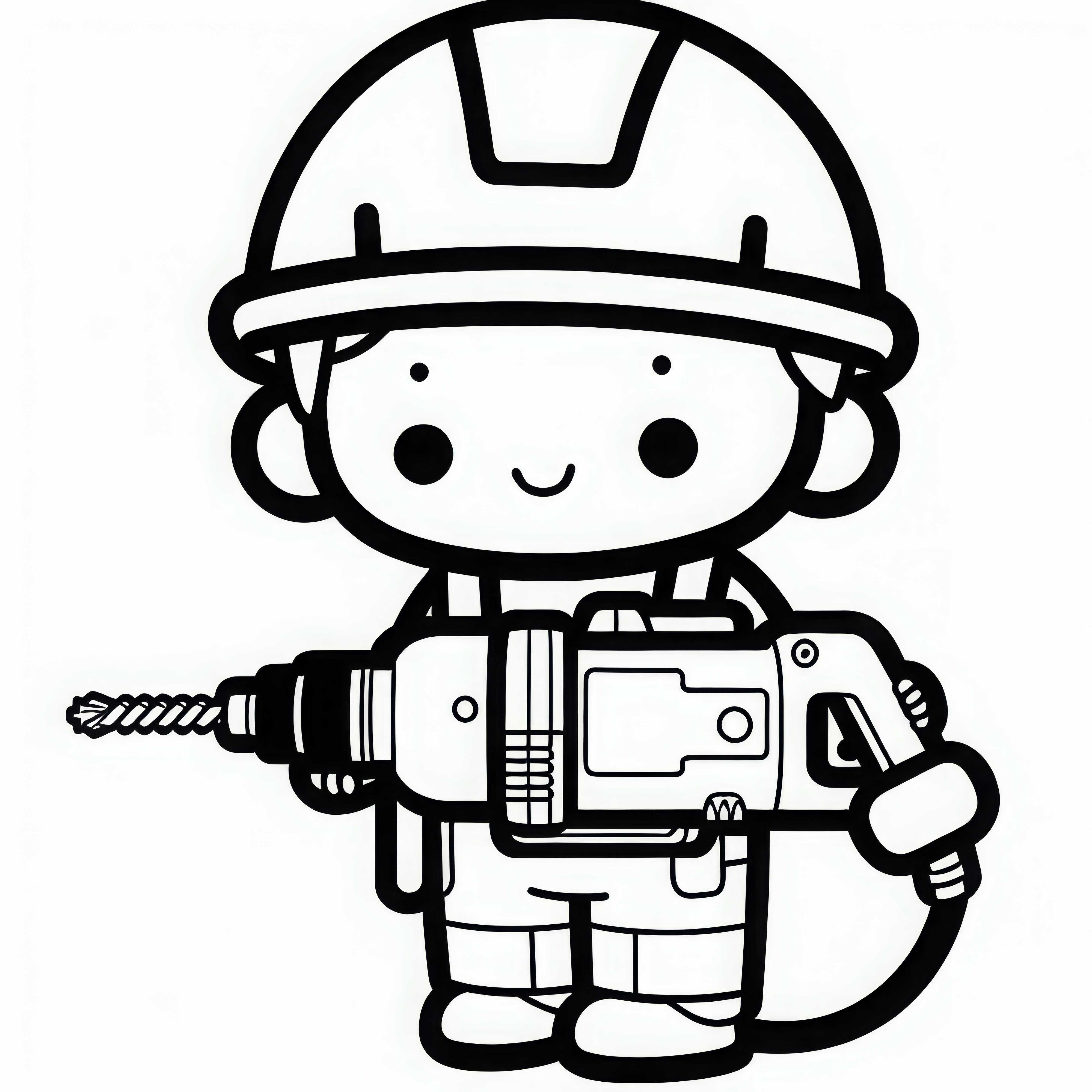 Coloring page of a jackhammer for construction workers - download for free and color online