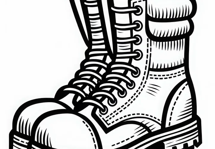 Stahlkappenschuhe eines Bauarbeiters – Ausmalbild einfach kostenlos