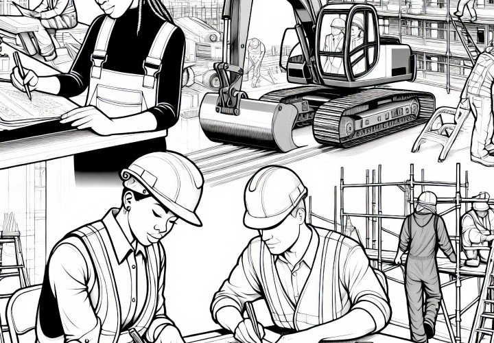 Detailed Construction Worker Coloring Page Free