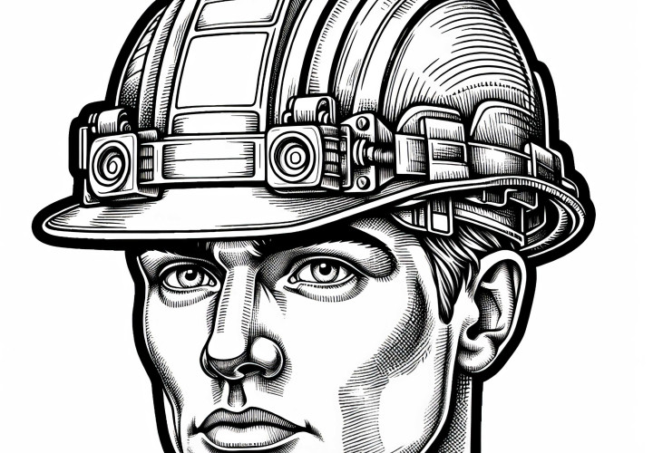 Construction helmet of a construction worker - coloring template detailed and free Construction helmet of a construction worker - coloring template detailed and free