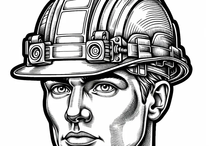 Bauhelm eines Bauarbeiters - Malvorlage detailreich und kostenlos