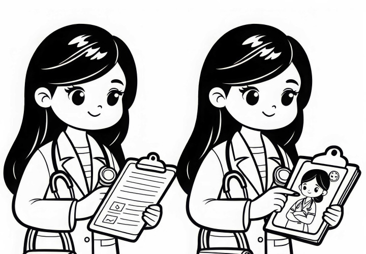 Doctor with medical record – Coloring page simple and free Doctor with medical record – Coloring page simple and free