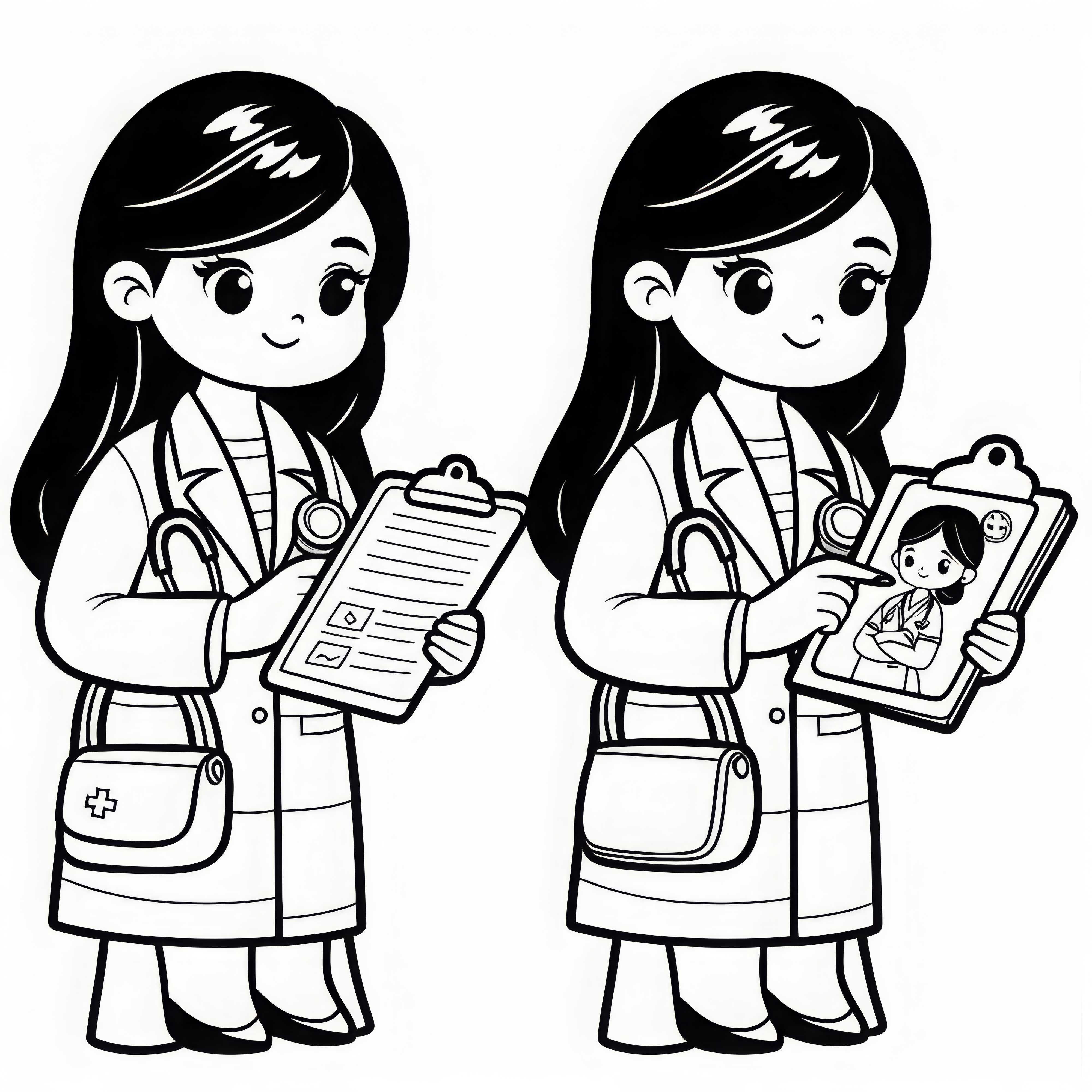 Doctor with medical record – Coloring page simple and free