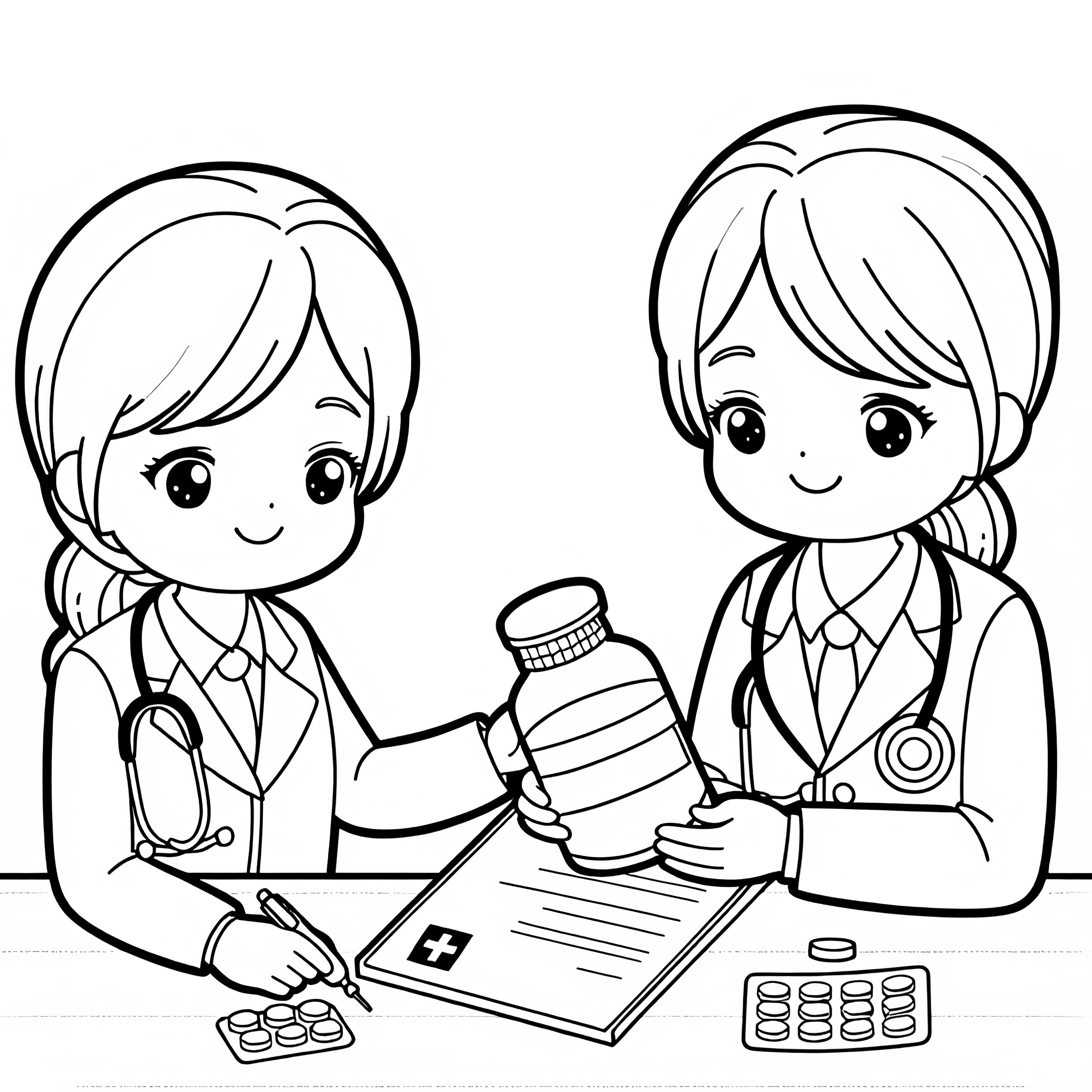 Doctor who prescribes medication - coloring page simple free