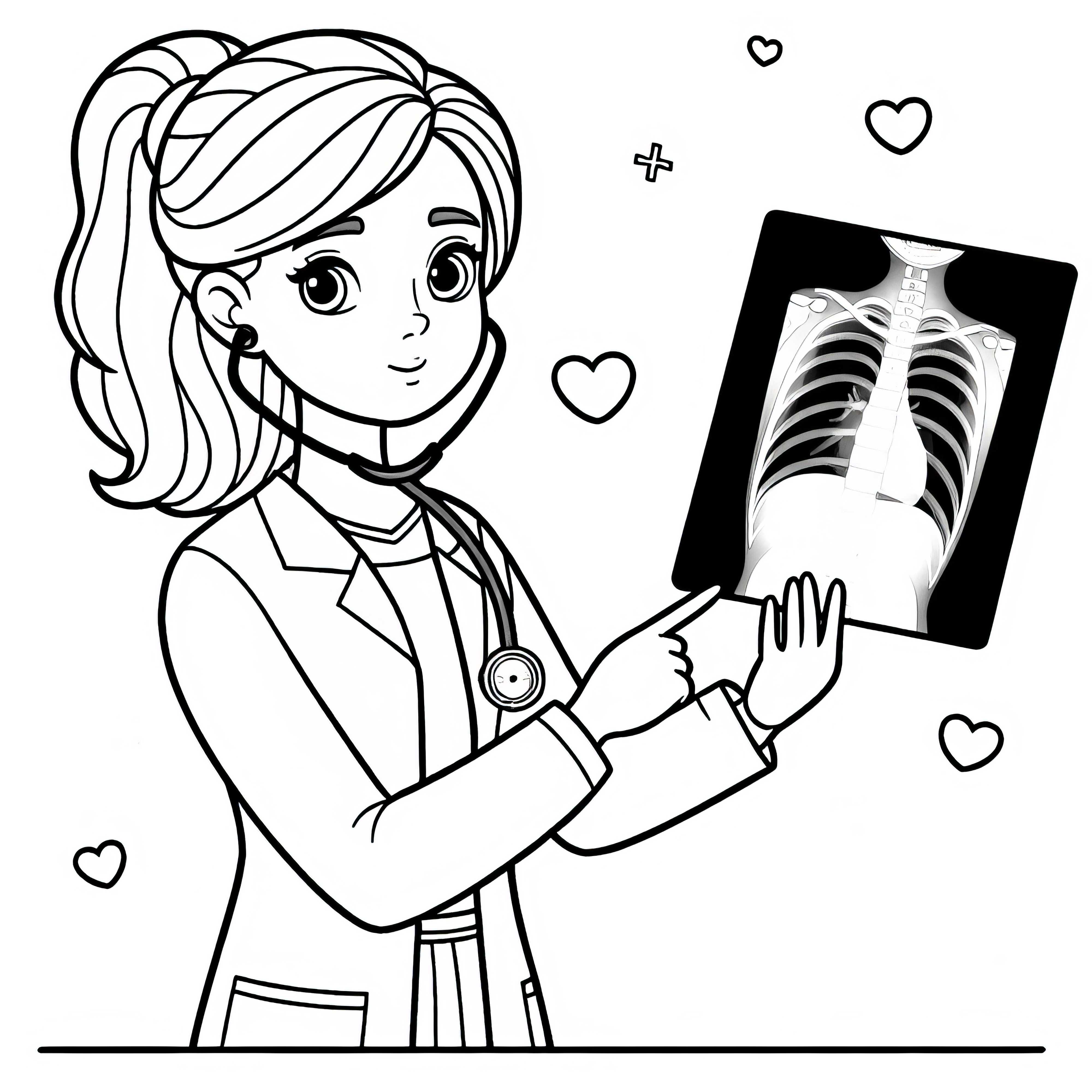 Doctor with X-ray – Coloring page easy free