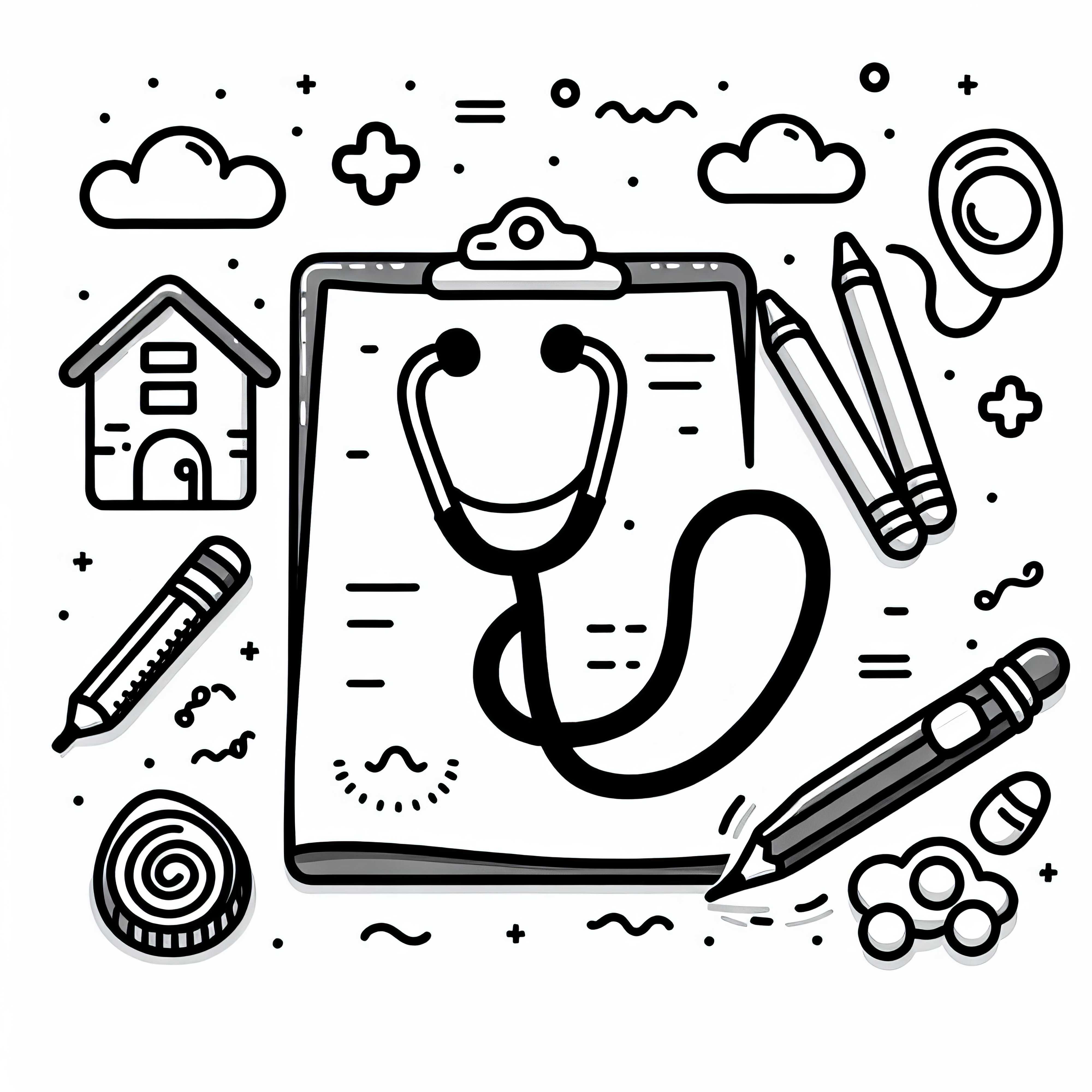 Stethoscope for doctor coloring page simple free