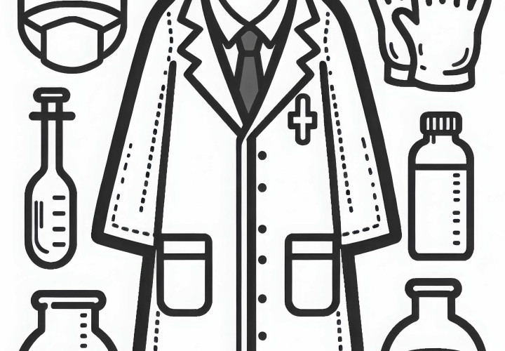 Doctor's coat and gloves – Coloring page easy and free Doctor's coat and gloves - Coloring page simple and free