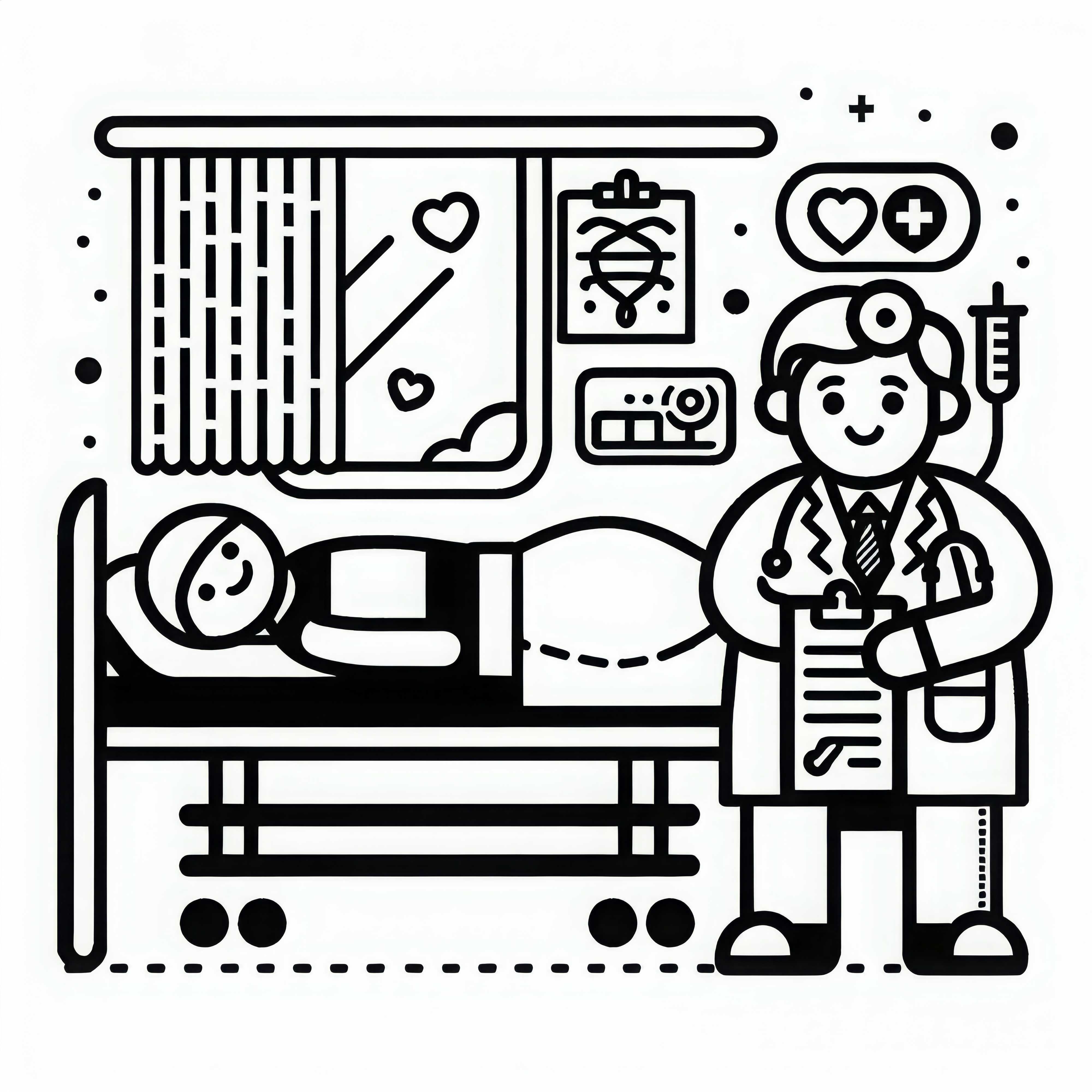 Hospital bed coloring page simple free