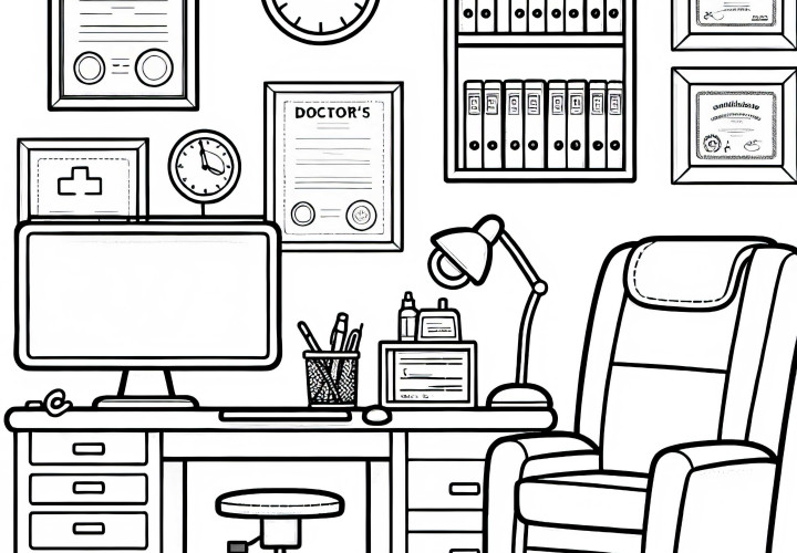 Doctor's Room Coloring Page Simple Free – Color Now and Download Doctor's Room Coloring Template Simple Free - Color and Download Now
