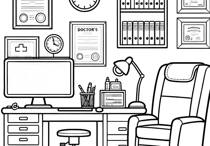 Arztzimmer Malvorlage Einfach Kostenlos – Jetzt Ausmalen und Downloaden