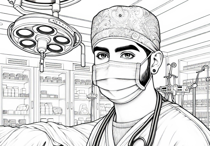 Doctor in the Operating Room Coloring Page - Detailed and Free Doctor in the Operating Room Coloring Page - Detailed and Free