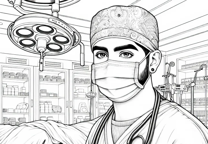Arzt im Operationssaal Ausmalbild – Detailreich und Kostenlos