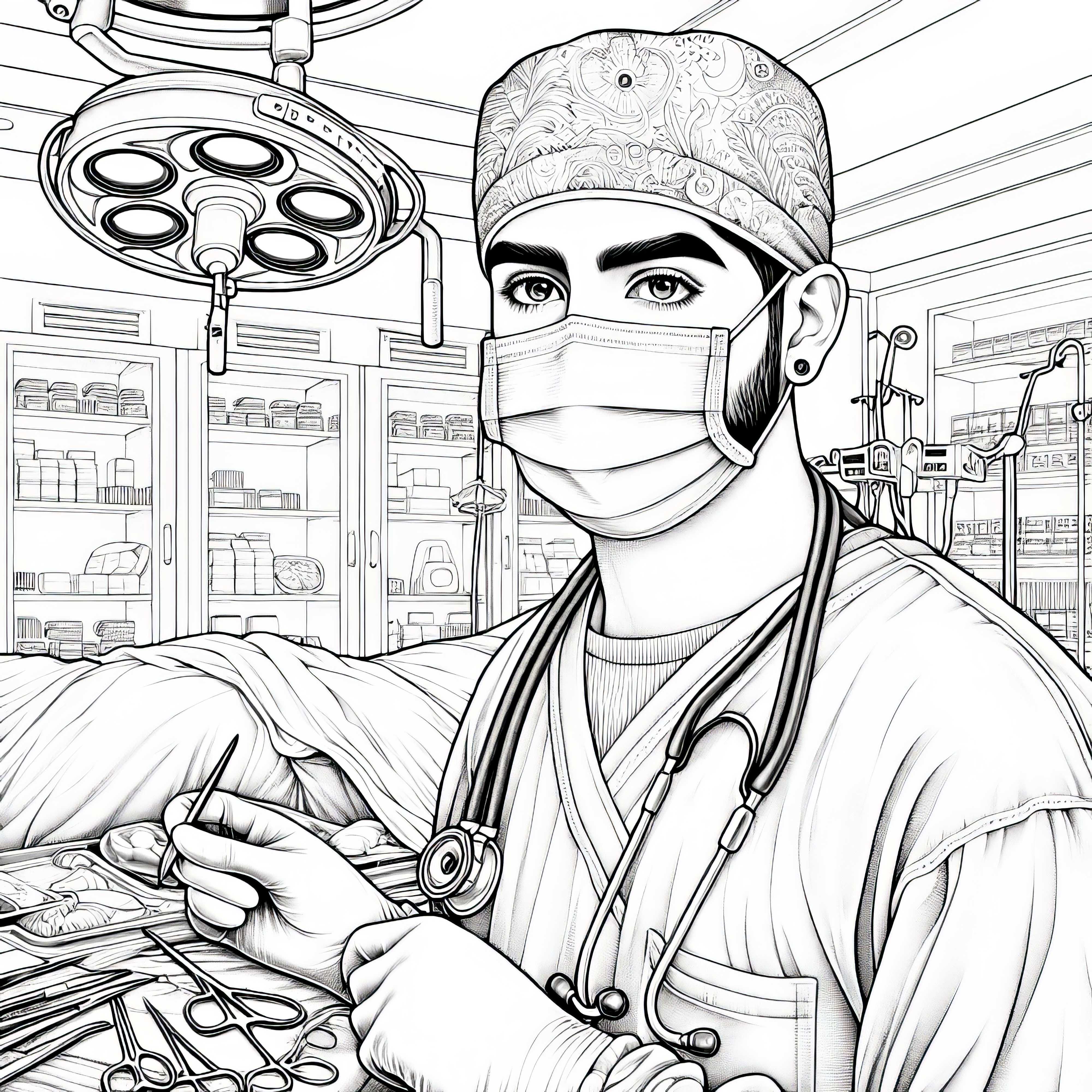 Doctor in the Operating Room Coloring Page - Detailed and Free
