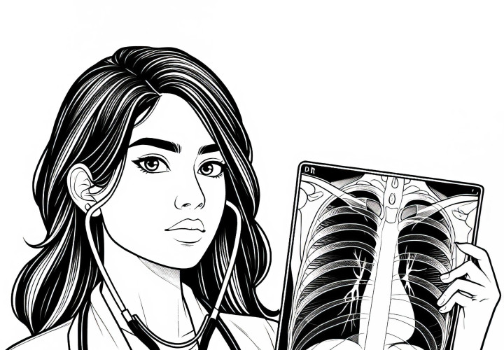 Doctor with an X-ray – detailed coloring page for free Doctor with an X-ray – Detailed coloring page for free