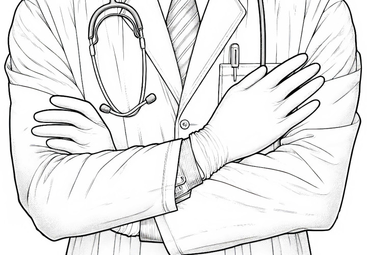 Doctor's coat and gloves coloring page - detailed and free Doctor's coat and gloves coloring page – Detailed and free