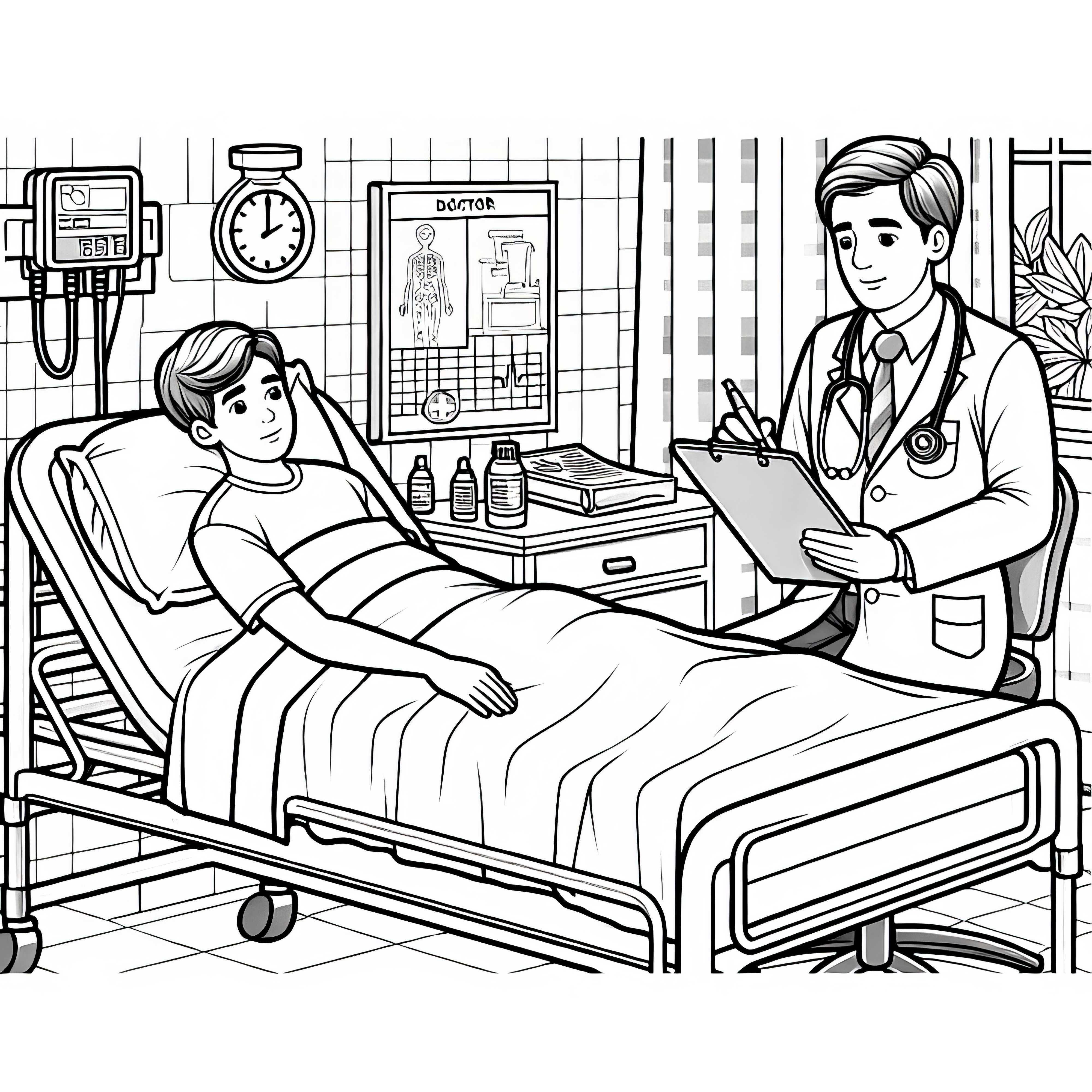 Hospital Bed Coloring Page - Detailed and Free to Download