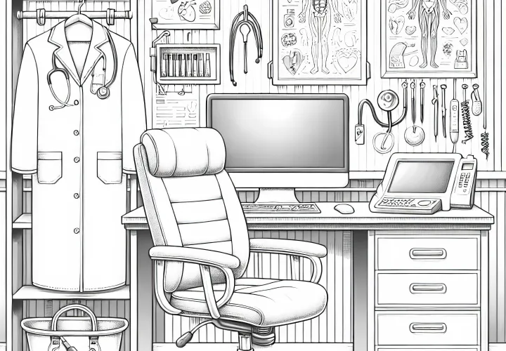 Arztzimmer Malvorlage detailreich gratis