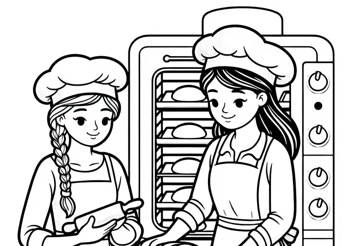 Ausmalbild für Bäckerinnen – Einfach und Kostenlos