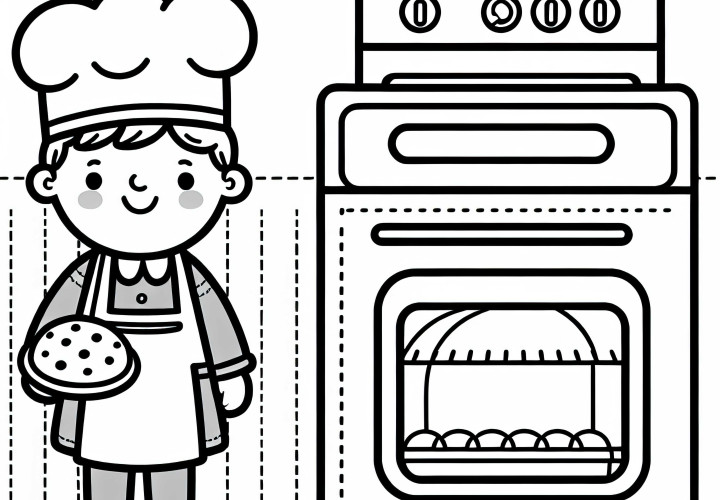 Ausmalbild eines Bäckers mit Backofen – Einfach und Kostenlos Ausmalbild eines Bäckers mit Backofen – Einfach und Kostenlos