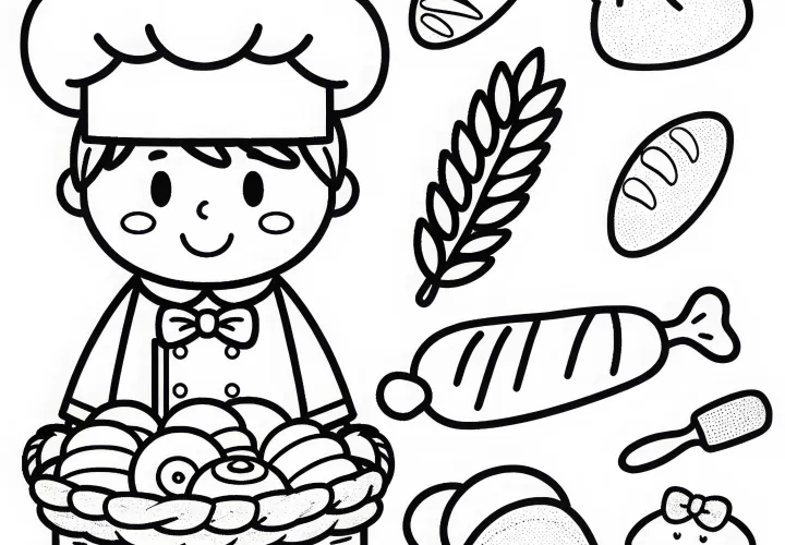 Bäcker mit Brötchen Malvorlage Einfach Kostenlos