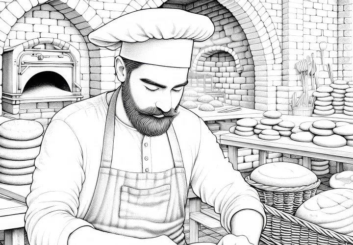 Ausmalbild Bäcker – Detailreich und Gratis