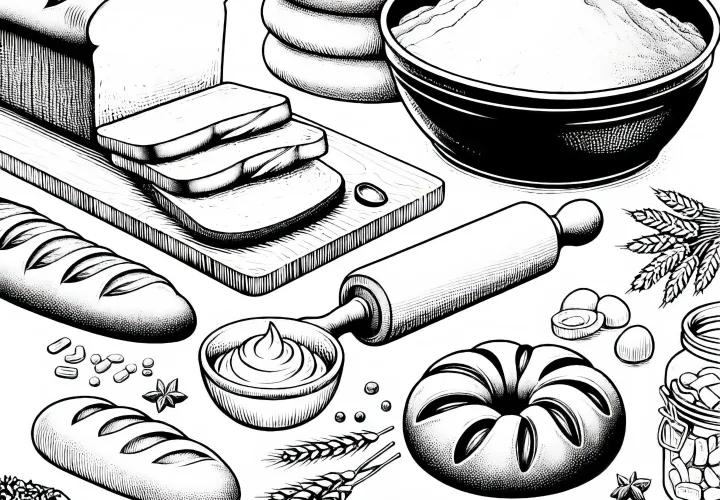 Ausmalbild von Broten und Teig - Detailreich und Gratis